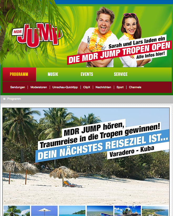 Aktion "Tropen Open" von MDR Jump; Quelle: Screenshot jumpradio.de