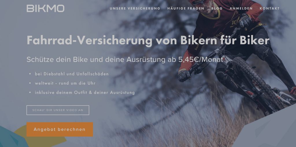Werbung für die Fahrradversicherung von Bikmo